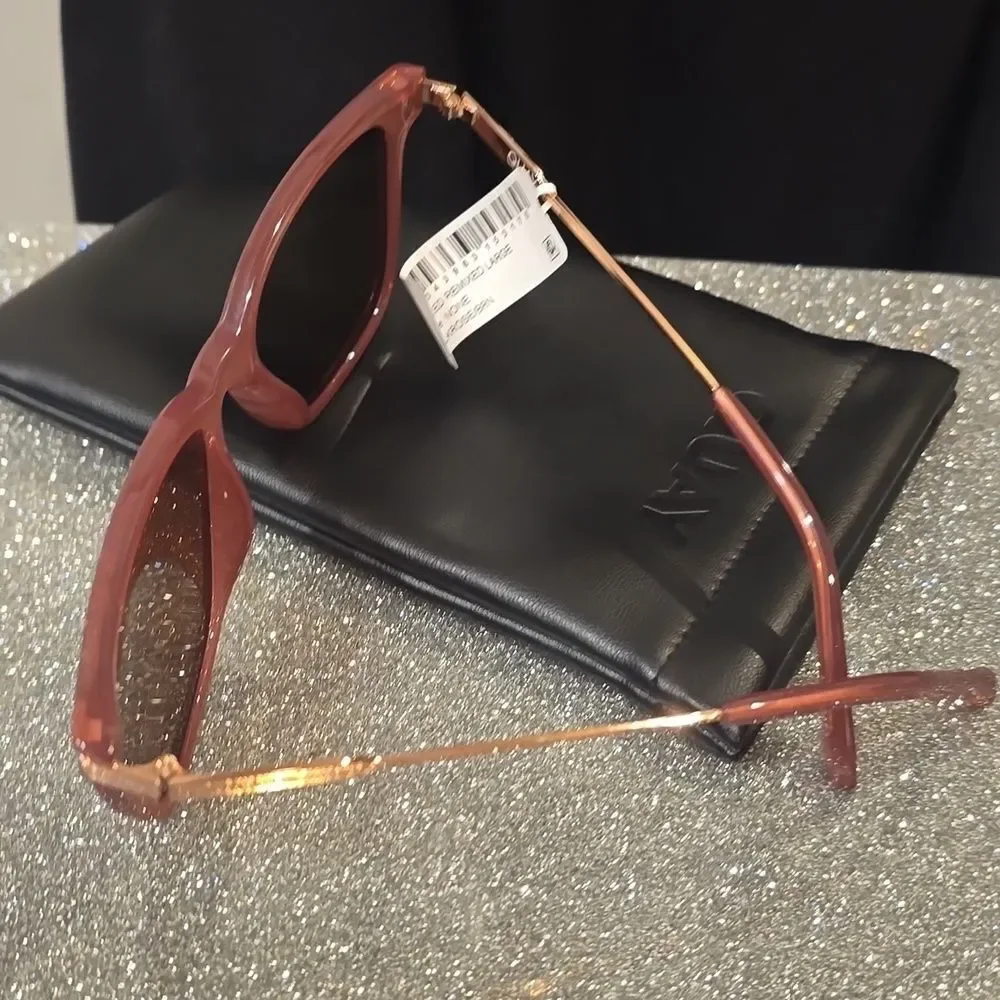 Quay Australia Wired Remixed‎ Oversized Sunglasses- Coffee Rose Frame/Brown